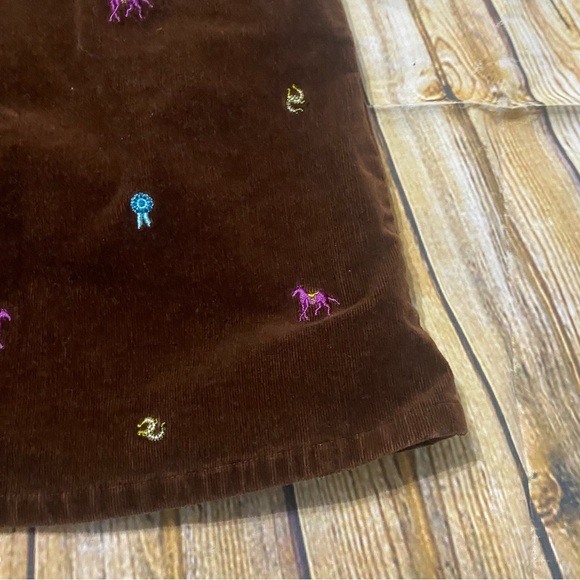 Hartstrings Brown Soft Corduroy Horse Equestrian Race Stretch Skirt - Picture 2 of 5